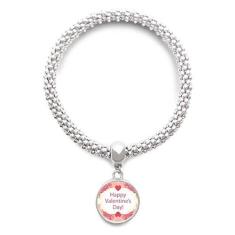 Imagem de DIYthinker Pulseira de prata com pingente de prata para o Dia dos Namorados e branco rosa