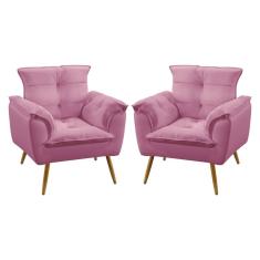 Imagem de Kit 2 Poltronas Decorativas Beta Sued Rosê Aradecor