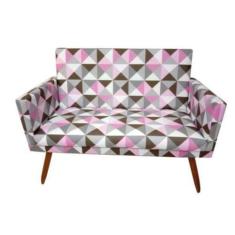 Imagem de Namoradeira Nina Decorativa 2 Lugares Suede Triângulo Rosa - Maitê Mod