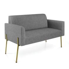 Imagem de Sofá Namoradeira 2 Lugares Pé de Ferro Dourado Marisa Linho Grafite D03 - D`Rossi