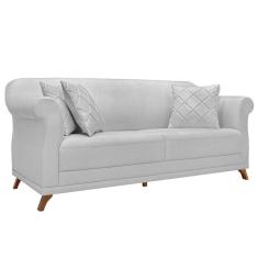 Imagem de Sofá 2 Lugares para Sala de Estar 180cm Eva Linho Cinza Claro - Montanaris Decor