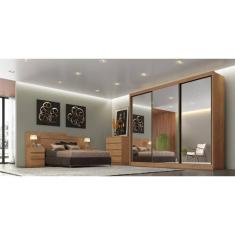 Imagem de Guarda Roupa Casal com Espelho 3 Portas de Correr 4 Gavetas - Londres-Cumaru - Móveis Novo Horizonte