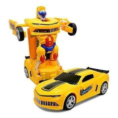 Imagem de Carro Vira Robo Bate E Volta Som Luz Carrinho Brinquedo Menino Pilha -