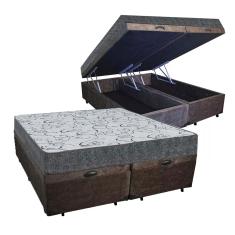 Imagem de Cama Box Baú Casal Bipartido Colchão Espuma D33 Maxx Kansas + Box Suede 77X138x188