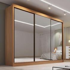 Imagem de Guarda Roupa Espelhado Casal 3 Portas 6 Gavetas 100% Mdf Qatar Cinamomo
