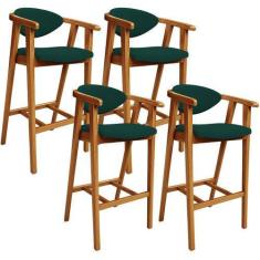 Imagem de Kit 04 Banquetas Alta Para Cozinha Bancada Bar Sala De Jantar Fixa Cec