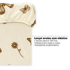 Imagem de Lençol Viúvo Avulso Elástico Estampado Percal 180 Fios - Bem Me Quer E