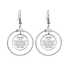 Imagem de Brincos pretos com citação de perda de peso e argola pendente, joia circular