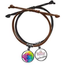 Imagem de DIYthinker Pulseira LGBT de couro com corrente de mão e pulseira de flor lésbica arco-íris gay