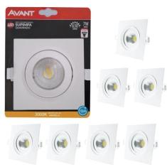 Imagem de Kit 8 Spot Led Embutir 7w Quadrado 3000k  Avant