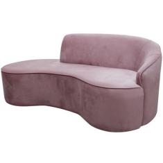Imagem de Sofá Curvo 02 Lugares 150cm Eron Braço Esquerdo Veludo Rosê - Nexta Ca