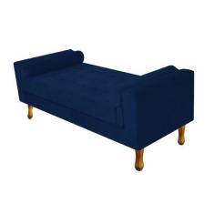 Imagem de Recamier Baú Félix Casal 140cm Suede Azul Marinho - Doce Sonho Móveis