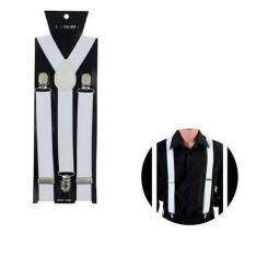 Imagem de Suspensório Adulto Elástico Branco Liso Fantasia Unissex - FX