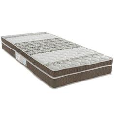 Imagem de Colchão de Solteiro Biflex Ilhéus com Molas Ensacadas e Euro Pillow 24x88x188cm - Marrom/Bege Estampado