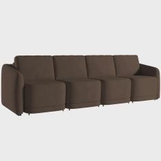 Imagem de Sofá Cama para Sala de Estar 5 Lugares 436cm Montserrat K01 Veludo Marrom - Lyam Decor