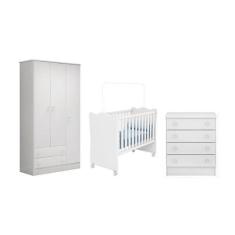 Imagem de Quarto Infantil Guarda Roupa 3 Portas, Berço E Cômoda 4 Gavetas Meu So