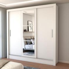 Imagem de Guarda-Roupa Casal Castela 3 Portas 3 Gavetas com Espelho Branco - Panorama Móveis