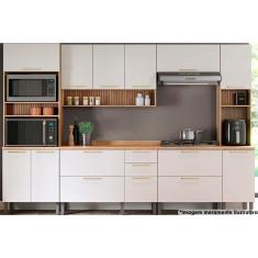 Imagem de Kit Cozinha Completa 6 Peças Thela Avelã (2aéreos+2balcões+2paneleiros) Czc15 Mel-branco - Telasul