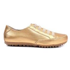 Imagem de Tênis Feminino Mocatênis Dourado Elástico Izabela Araújo Couro, Dourad