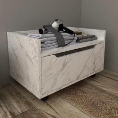 Imagem de Balcão Gabinete 60cm com 1 Gavetas e Rodízio BN3647 Mármore Branco Tec