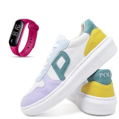 Imagem de Tênis Feminino Casual Multicolor Adulto Juvenil Com Relógio Digital-Feminino