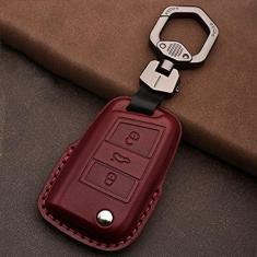 Imagem de Capa para porta-chaves do carro, capa de couro inteligente, adequado para VW Polo Golf 7 Tiguan Skoda Octavia Kodiaq Karoq 2014 2015-2021, porta-chaves do carro ABS inteligente para chaves