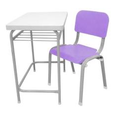 Imagem de Mesa Infantil Escolar Com Cadeira Wp Kids Reforçadas Lg Flex Lilás - L