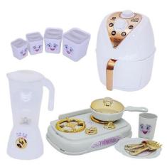 Imagem de Cozinha Infantil Branco Menina Brinquedo Princesa Fogão 12Pç - Altimar