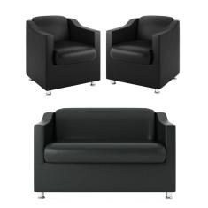 Imagem de Kit + 2 Poltronas + Namoradeira 2 Lugares preto