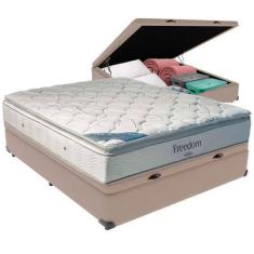 Imagem de Cama Box Baú e Colchão Freedom Molas Ensacadas Casal Ortobom,  BEGE