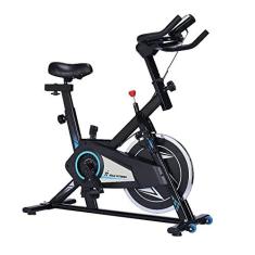 Imagem de Bicicleta Ergométrica Spinning Mile Fitness Vertical com Monitor 5 Funções, Sensor Cardíaco, Ajuste de Altura, Regulagem de Resistência, Roda de Inércia Bidirecional, Preta