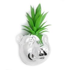 Imagem de Vaso De Parede Cachepot Urso Prateado Cerâmica