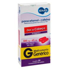 Imagem de Paracetamol 500mg + Cafeína 65mg EMS 20 Comprimidos Revestidos