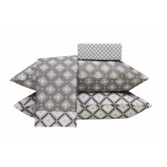 Imagem de Jogo de Cama Casal 4 Peças Estampado Cinza Hugo Box Sultan