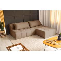 Imagem de sofá modular 3 lugares com puff soho linho bege