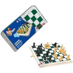 Imagem de Brinquedo Pedagógico Educativo Em Plástico Estojo Jogo De Xadrez Escolar (25x25x2 cm Rei 5,6cm)