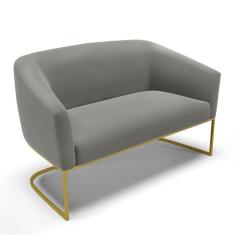 Imagem de Sofá Namoradeira 2 Lugares Base Industrial Dourado Stella Suede D03 - D'rossi Cor Grafite