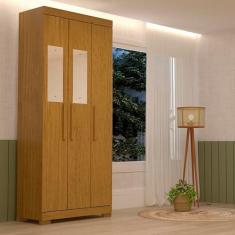 Imagem de Guarda-roupa Solteiro 82,60cm 3 Portas com Espelho 100% Mdf Papoulas Espresso Móveis Cinamomo