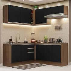 Imagem de Cozinha Completa de Canto Madesa Glamy 349003 com Armário e Balcão (sem Tampo e Pia) - Rustic/preto