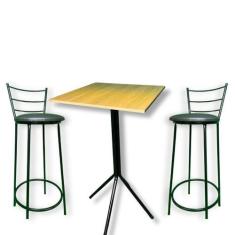 Imagem de Kit mesa bistrô + 2 banquetas cozinha varanda bar balcão aço - HENVIFE