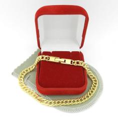 Imagem de Pulseira Masculina 19cm 6mm Largura Folheado Ouro PL437