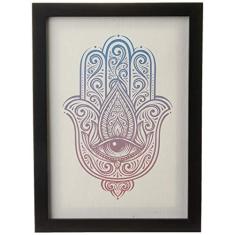 Imagem de Arte Maníacos Arte Maníacos Quadro Decorativo Tela Canvas Hamsa Mão Fátima, 65x46cm (Moldura Caixa Laca )