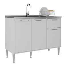 Imagem de Balcão de Cozinha Gabinete Pia 105cm 3 Portas 1 Gaveta Xangai Multimóveis MP2246
