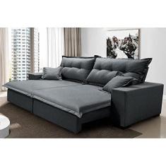 Imagem de Sofá Retrátil e Reclinável com Molas Ensacadas Cama Inbox Prime 3,12m Tecido Linho Cinza Escuro