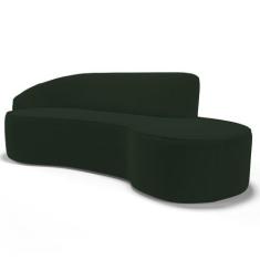Imagem de Sofá Living  4 Lugares 300cm Braço Esquerdo Mozart D06 Veludo Verde -