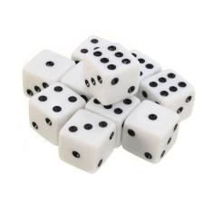 Imagem de Dados de Plástico para Jogos de Tabuleiro 1cm Branco 10un