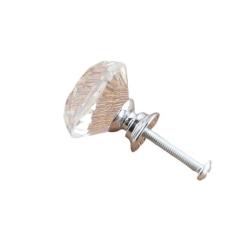 Imagem de 1/10 peças 20-40mm base dourada e prateada em forma de diamante puxadores de vidro cristalino armário puxa puxadores de gaveta puxadores de armário de cozinha, base de prata 30mm, 10 peças