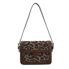 Imagem de Bolsa tiracolo retrô xadrez com aba para mulheres, bolsa tiracolo casual de designer na moda, bolsa mensageiro, bolsa de trabalho, Marrom