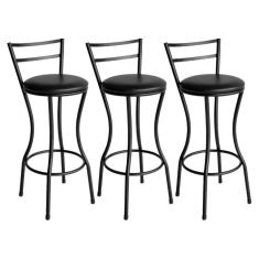 Imagem de Conjunto De 3 Banquetas Alta Home De Aço De Carbono Preto