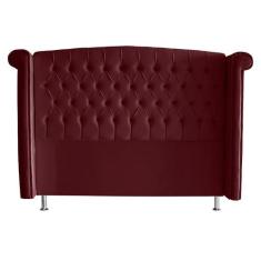 Imagem de Cabeceira De Cama Box Luxo Casal 140 cm Suede Bordo Eli Móveis